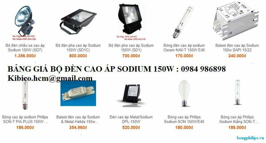 bang gia bong cao ap sodium 150w