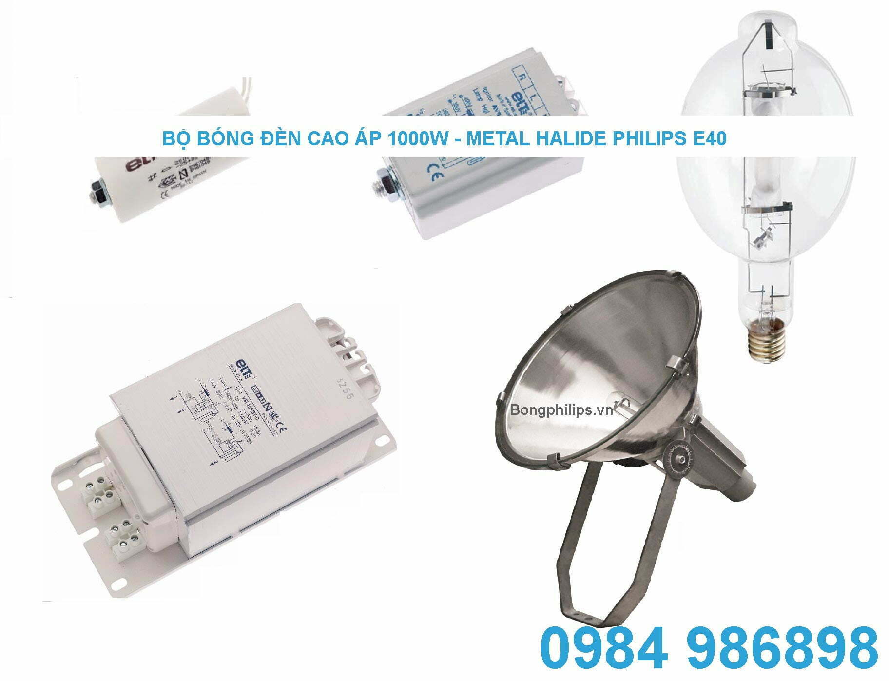 bo bong den cao ap metal halide 1000w