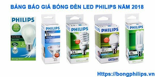 bang bao gia bong den led philips 2018