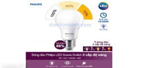 bong den led philips Scene Switch 3cap do sang 9w